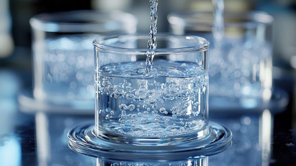 Frisches sprudelndes Wasser im Glas | Entkalkungsanlage